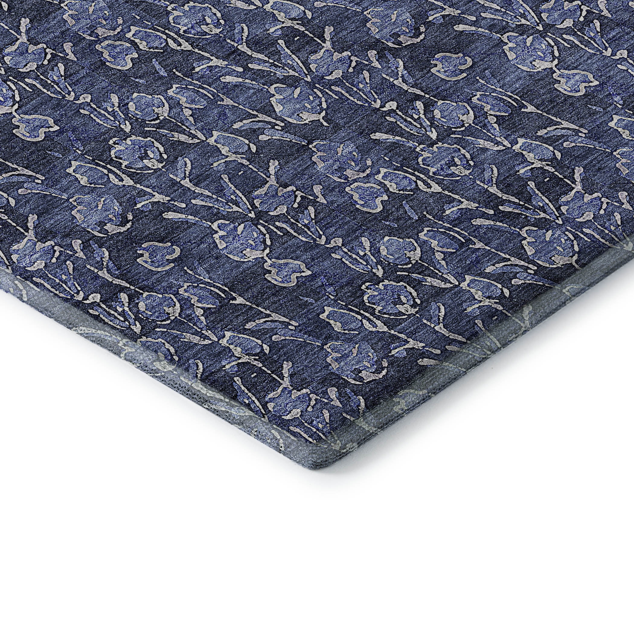 Addison Rugs Mayfield Washable Transitional Floral Navy Rectangle Rug, 3' x 5'