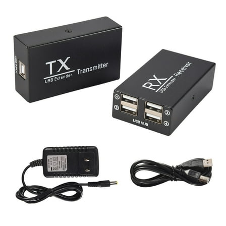 WQNZMADO 120M USB Extender 4 Port USB1.1 Hub Extender over RJ45 Ethernet USB UTP Extension Transmitter Receiver-US Plug