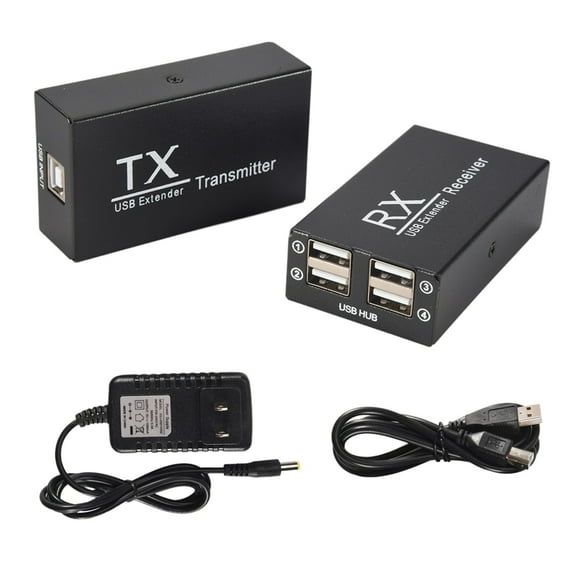 WQNZMADO 120M USB Extender 4 Port USB1.1 Hub Extender over RJ45 Ethernet USB UTP Extension Transmitter Receiver-US Plug