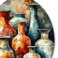 thumbnail image 3 of Designart "Boho Pottery in Orange and Green" Boho Pottery Metal Round Wall Art Prints, 3 of 5