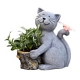 thumbnail image 2 of Dserhfy Solar Garden Flowerpot Cat Statue with LED Butterfly Waterproof Planter Pot Kitten Resin Figurine Sculpture Outdoor Porch Yard Lawn Decoration Ornament, 2 of 7
