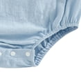 thumbnail image 5 of Leey-World Baby Girl Boy 1st Birthday Clothes One Year Old Bubble Bodysuit Backless Rib Romper Cake Smash Outfits(Blue,6-12 Months), 5 of 6