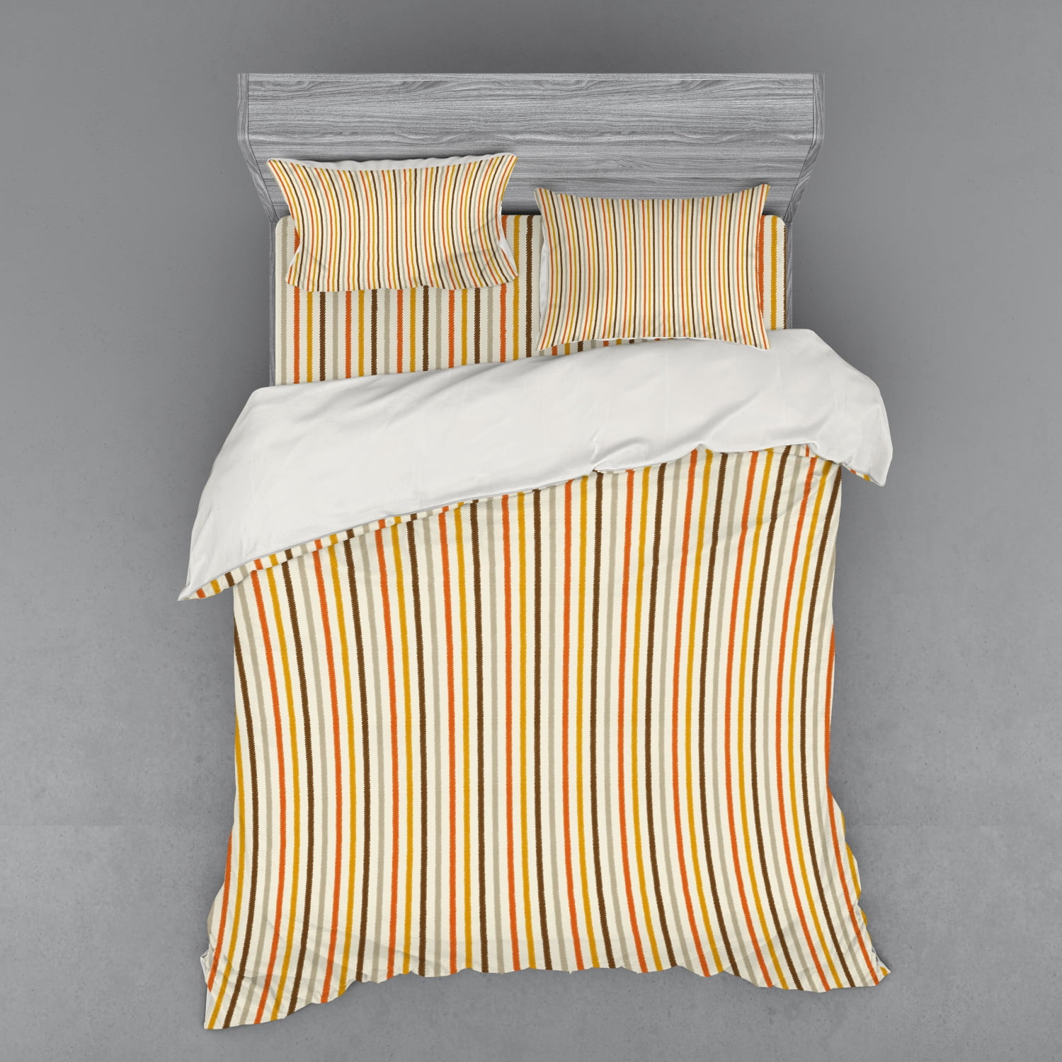 Vintage Cotton Flat Bed Sheet King Single Orange Retro Stripes