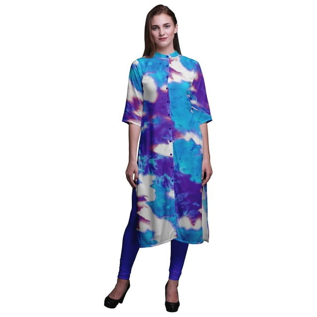 Bimba Kurta Longue Droite pour Femmes Coupe Régulière Tunique Kurti Décontractée Moyen