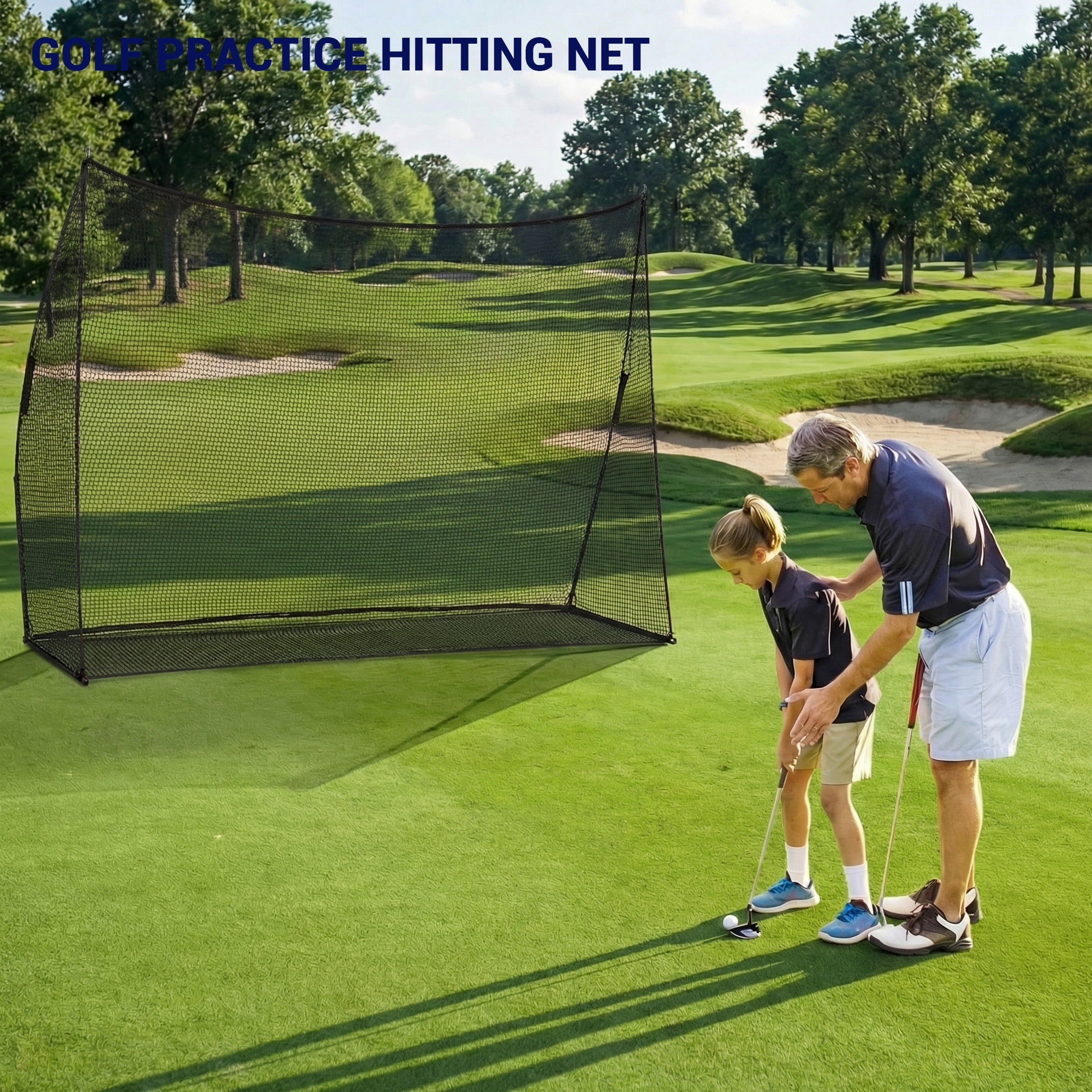 Edx Golf Practice Driving Range with Target, 10x7 ft & 7x7 ft for Indoor Outdoor Training, Black