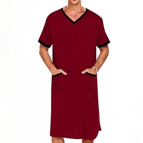 Censtreet Mens Nightshirt Short Sleeve Lounge, Sleep Shirt, Mens Sleeping Top