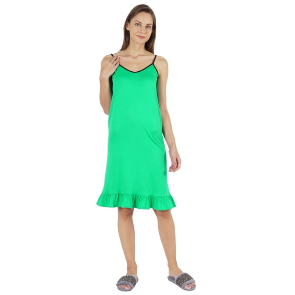 Inkmeso Solid WoMen's Spaghetti Strap Nightwear Sleeveless Chemise Nightdress