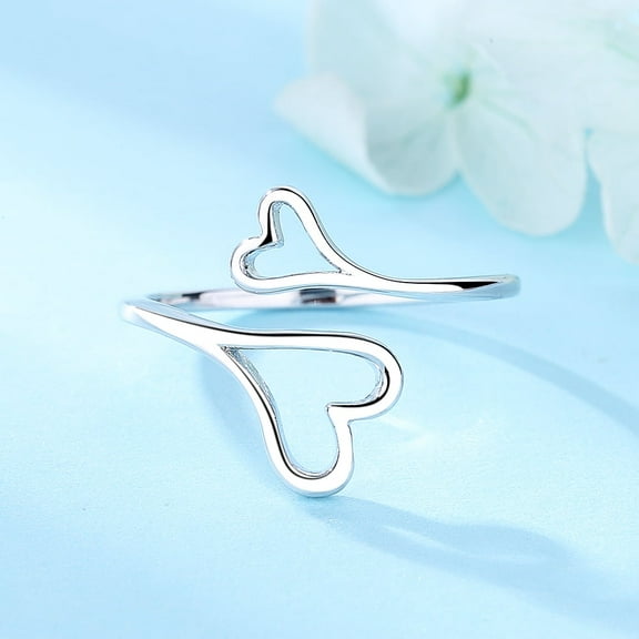 Sterling Silver Heart Bypass Ring