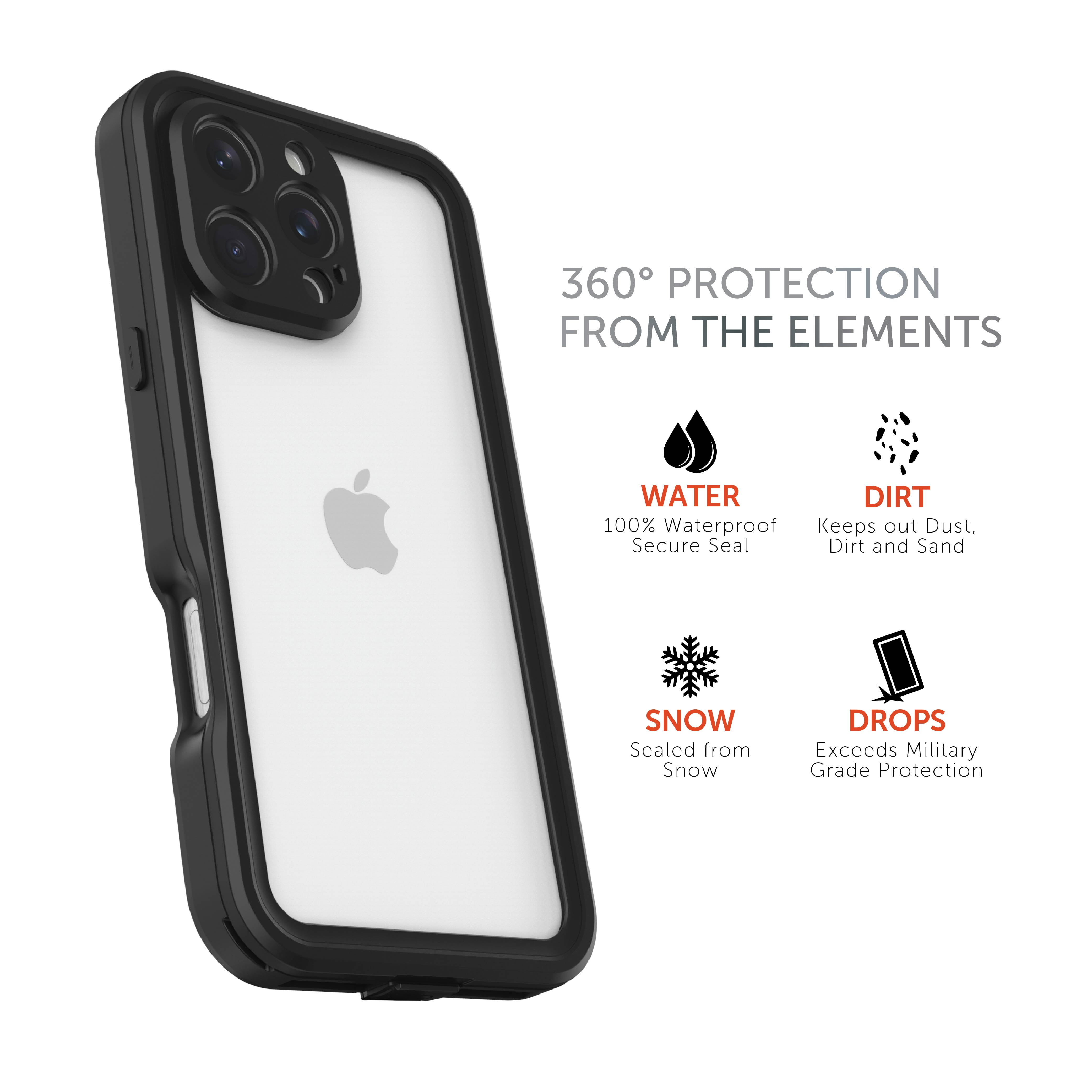 Body Glove Tidal Waterproof Case for iPhone 16 Pro Max - Black/Clear
