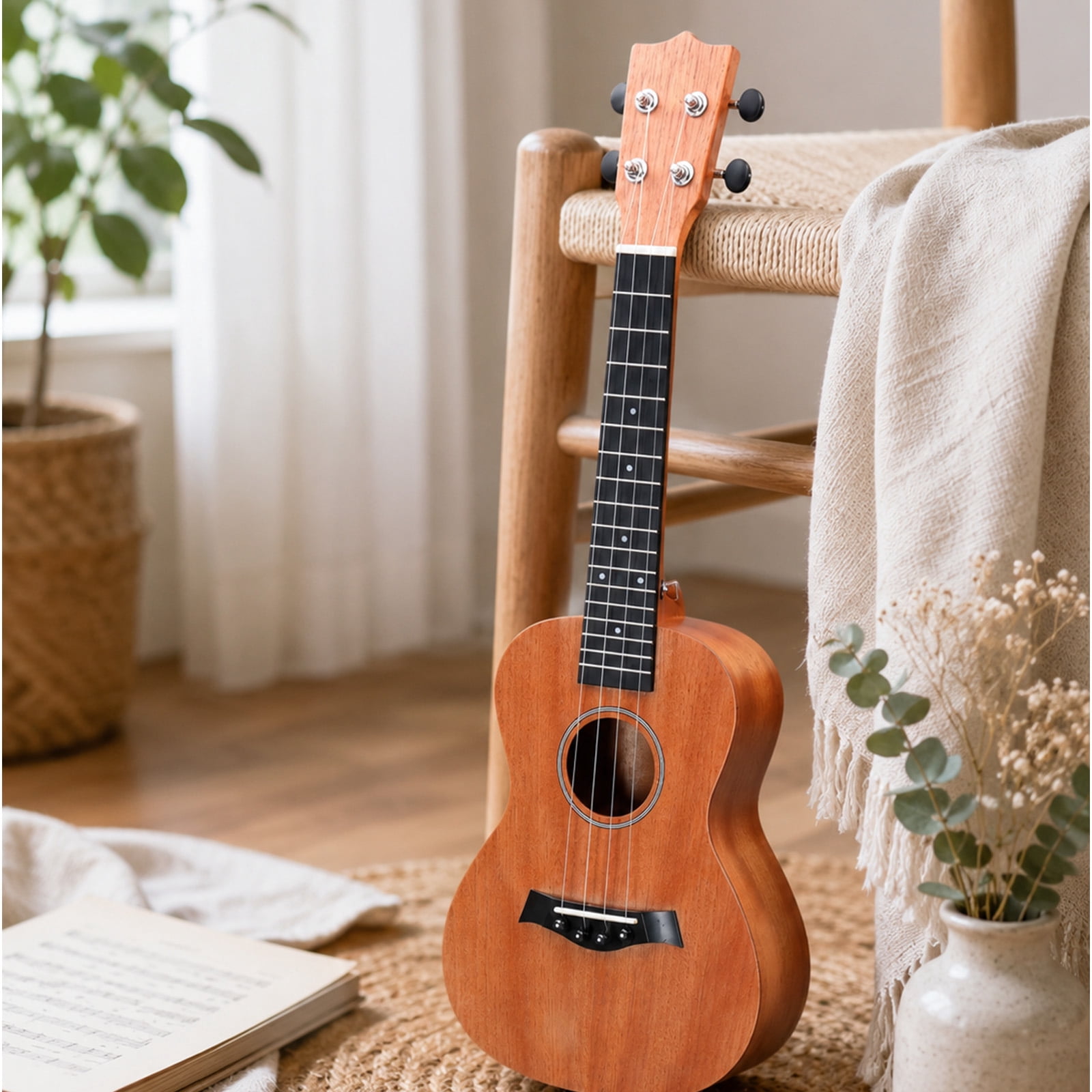 23 Inch Ukulele Beginner Kit with Bag Capo Strap Picks Tuner