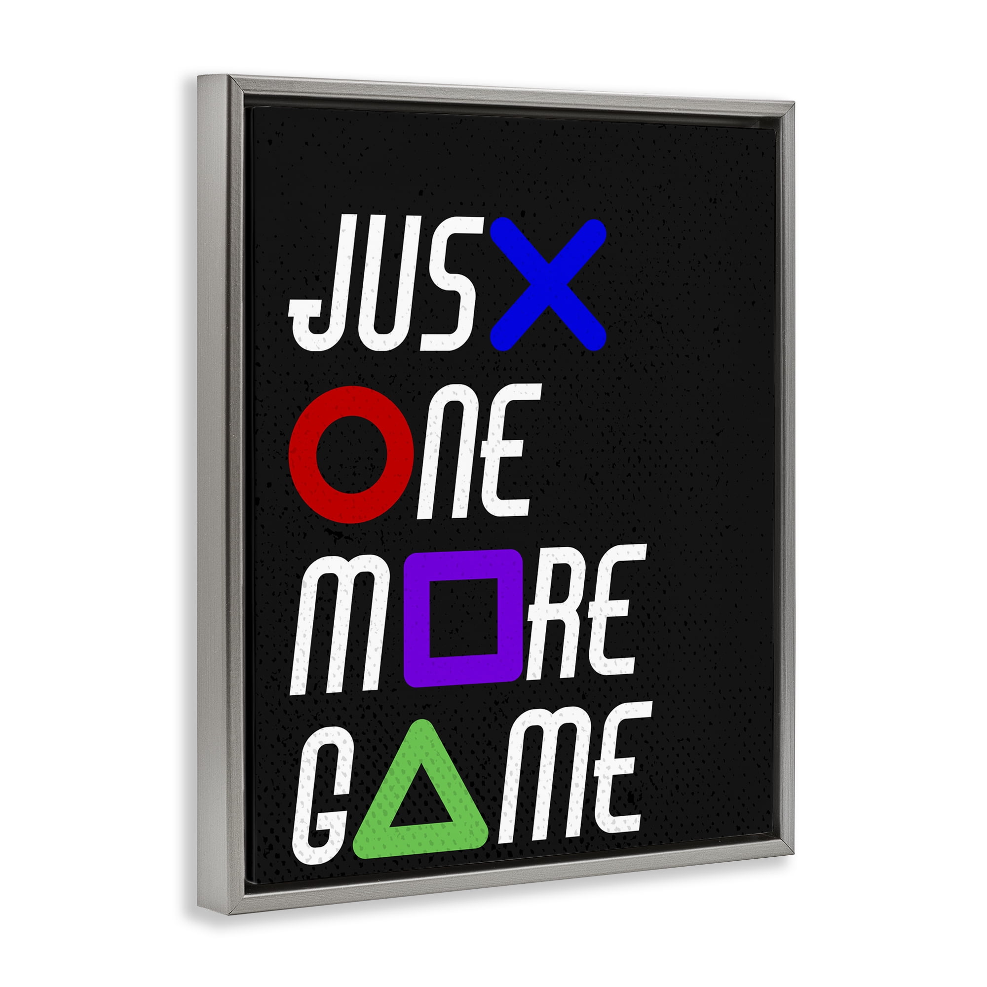 One More Game with Symbols Gray Framed Floater Canvas Wall Art, design by Kim Allen