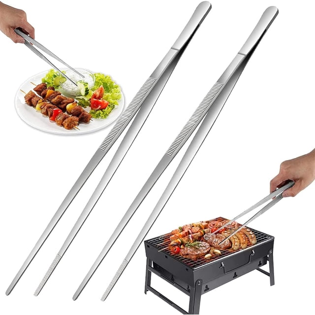 2 pinzas de cocina de acero inoxidable de 30 cm, pinzas para barbacoa, superficie de agarre acanalada, perfectas para chefs para cocinar, reparar, marisco y barbacoa LingWen 9024715602121