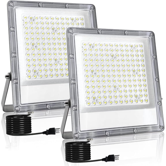 Indmird 2 pack 150W Exterior LED Flood Light, IP66 Waterproof, 6500K, for Yard, Garden, Playground, Lawn, Garages, Stadium