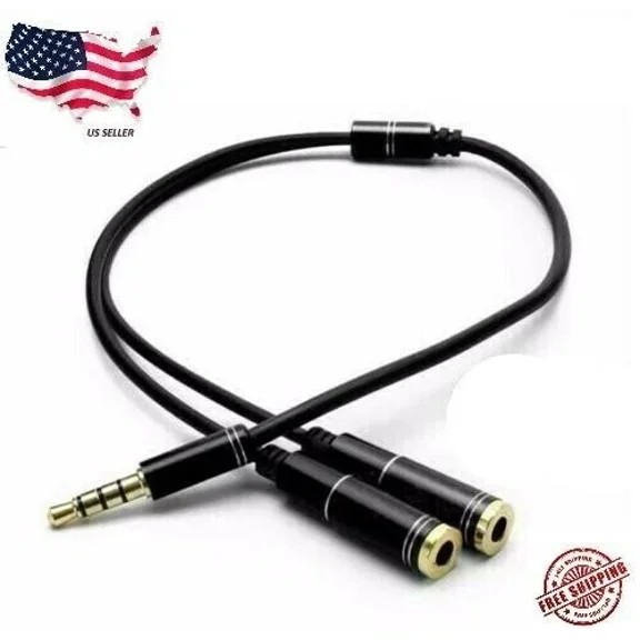 KNACK- Headphone Splitter Stereo Audio Jack Y Adapter Cable 3.5Mm 1/8"