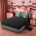 thumbnail image 3 of Erosebridal Cute Coquette Bows Kids 7-Piece Twin Bedding Sets For Cheetah Pattern Lover,Chic Leopard Print Bedding Comforter Set,Reversible black, 3 of 7
