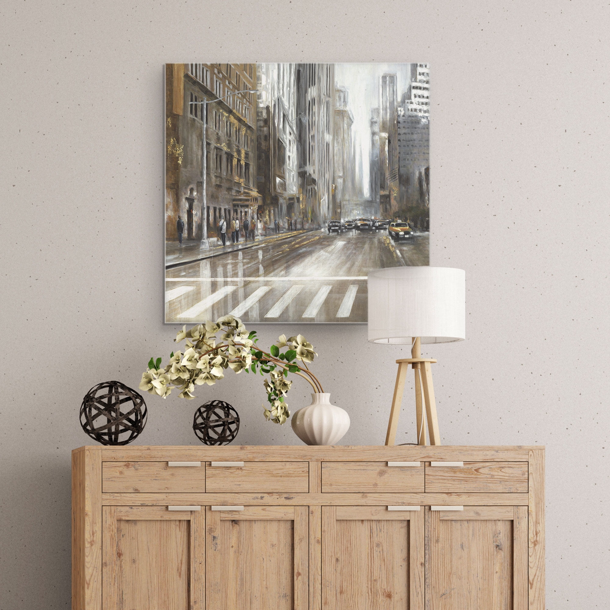 Masterpiece Art Gallery New York City Rush Hour Square by Emily Williams Canvas Art Print 30" x 30"