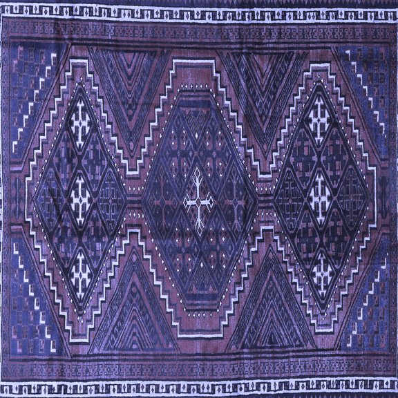Ahgly Company Indoor Square Persian Blue Traditional Area Rugs, 5' Square