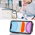 thumbnail image 2 of Crossbody Strap Wallet Case for iPhone 11 with Wrist Strap, 360° Rotating Ring Kickstand & Card Holder PU Leather Purse Magnetic Snap Zipper Case Cover for iPhone 11, White, 2 of 9
