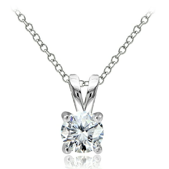 Sterling Silver 1ct Cubic Zirconia 6.5mm Round Solitaire Necklace