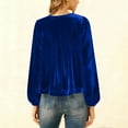 thumbnail image 7 of Guluxicc Womens Crewneck Long Sleeve Tops Casual Ruffle Cropped Shirt Solid Color Loose Fit Shirts, Blue, XL, 7 of 7