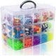 thumbnail image 1 of Caja de almacenamiento apilable de 3 niveles con 30 compartimentos, caja organizadora de plástico compatible con artes y artesanías, juguetes, cuentas de fusible, cintas Washi, 9.5x Afortunado Sencillez, 1 of 5