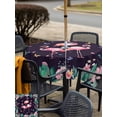 thumbnail image 5 of Outdoor Tablecloths with Umbrella Hole & Zipper, Pink Flamingo 54x54 Inch Square Tablecloths, Green Summer Tropical Botanical Black Waterproof Table Cloth, Patio/Pool/Picnic Table Covers, 5 of 8