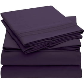 6 Piece Bamboo Bed Sheet Set -Deep Pockets,Moisture Wicking, Softer Than Cotton- 1 Fitted Sheet, 1 Flat, 4 Pillowcases-Queen Size-Purple