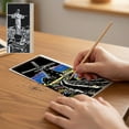 thumbnail image 4 of Kumdkd Scratchboard Crafts Set for Kids & Adults - 12 Colorful Engraving Paper Sheets & 1 Wooden Pen, Portable Stress-Relief Art Kit for Christmas Gifts, Travel, or Home Decor (15.6x7x0.5cm, 40g), 4 of 6