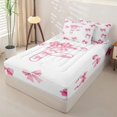 thumbnail image 2 of Catabedysis Bows Initial Letter Zipper Full Size Comforter Sets with Fitted Sheet and 2 Pillowcases,Coquette Bowknot Alphabet F Zipper Bedding Set For Girls,Pink Reversible,4-Piece, 2 of 7
