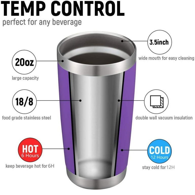 Clearance 20 oz Stainless Steel Tumbler Double Wall Vacuum Insulated Coffee  Travel Mug with Lid, Durable Powder Coated Insulated Coffee Cup for Cold &  Hot Drinks, Purple 