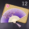 thumbnail image 1 of Abanico plegable antiguo manualidad para regalo, dos abanicos de baile Hanfu japoneses verdes, abanico de seda portátil, abanico femenino, 1 of 5