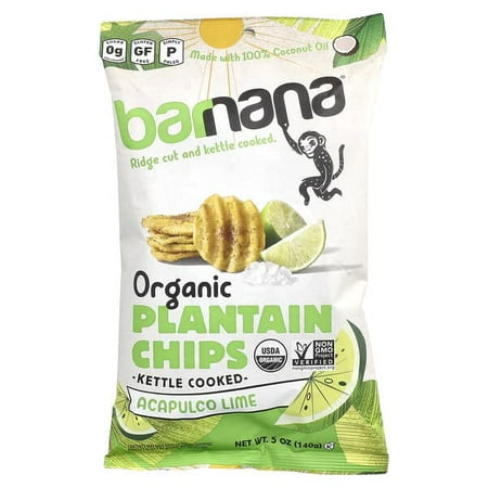 Barnana, Organic Plantain Chips, Acapulco Lime, 5 oz Pack of 2