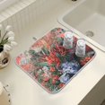 thumbnail image 4 of Yayeee Dish Drying Mat for Kitchen Counter 18" x 24" Microfiber Super Absorbent Coffee Decorative Pad, Red Vibrant Flowers, 4 of 9