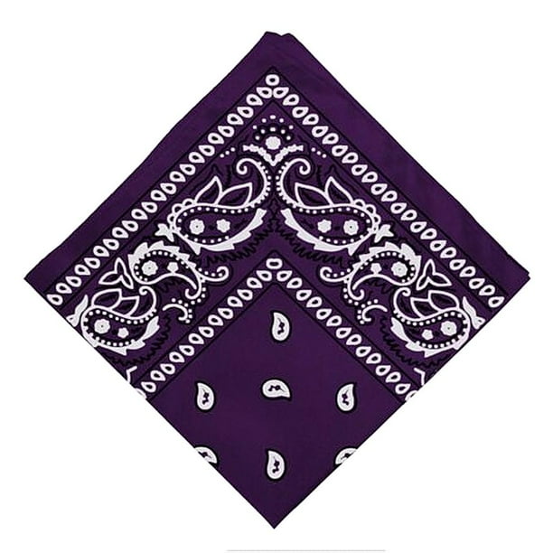 Bandana Yinane Algodón Estampado de cachemira Paisley Cowboy Púrpura