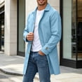 thumbnail image 4 of Maqroz Mens Single Breasted Trench Coat Mid Length Casual Business Overcoat Lapel Collar Windbreaker Fall Winter Warm Jacket with Button Cuffs, (Sky Blue,XXXL), 4 of 9