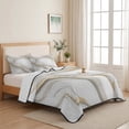 thumbnail image 5 of Twin XL Quilt Set 68''x98'', White Golden Marble Lightweight Summer Bedspread Coverlet Set with 2 Pillow Shams, Modern Abstract Art Marble Flow Breathable All Season Quilt Bedding for Dorm/Guest Room, 5 of 9