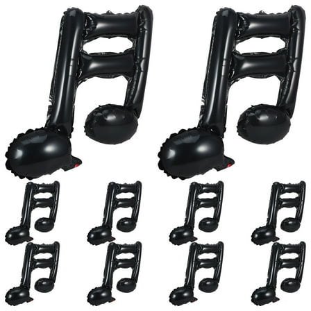 OUNONA 10pcs Black Musical Note Balloons Aluminum Film Inflatable Party Decorations for Birthday and Events