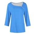 thumbnail image 7 of Mifsaly Plus Size Blouses for Women 3/4 Sleeve Square Neck Cotton Tops Button Decoration Lightweight Breathable Oversized Tshirts Summer Casual Work Office Outfits L, 7 of 7