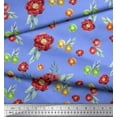 thumbnail image 2 of Soimoi Blue Cotton Duck Fabric Fruits & Peony Floral Printed Craft Fabric 1 Yard 44 Inch Wide, 2 of 3