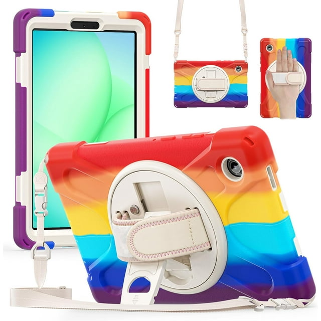 Funda para Samsung Galaxy Tab A11 de 8,7 pulgadas (2025) y Galaxy Tab A9 de 8,7 pulgadas (2023),funda protectora infantil a prueba de golpes con portalápices, correa de mano giratoria de 360 grados