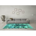 thumbnail image 3 of Ahgly Company Indoor Round Oriental Turquoise Blue Modern Area Rugs, 6' Round, 3 of 4