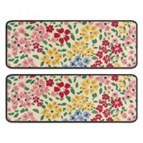 Kitchen Rugs Sets Of 2,Pioneer Flower Floral Print Pattern Anti Fatigue Kitchen Mat Rugs Non Slip Washable,Decorative Kitchen Floor Mats for Kitchen,Sink,Laundry,17"x47" 17"x47"