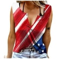 thumbnail image 2 of Pitauce Womens 4th of July Patriotic Tank Tops American Flag Button V-Neck Sleeveless T-Shirt Summer Casual Tanks, 2 of 6