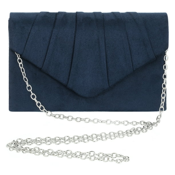 FELTECHELECTR Bolso de mano para mujer, tipo clutch, tipo bandolera, para cenas, fiestas de noche y bodas (azul marino)