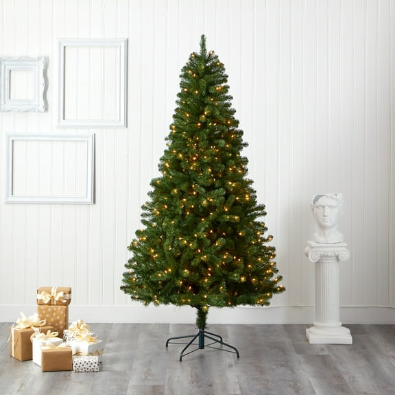 Nearly Natural 7.5ft. Virginia Fir Artificial Christmas Tree with 450 Clear Lights and 979 Bendable Branches
