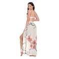thumbnail image 3 of FORMRS Womens Long Sarong Beach Wrap Semi-Sheer Bikini Skirt Bathing Swimsuit Cover Up, Light Red Flowers, 3 of 7