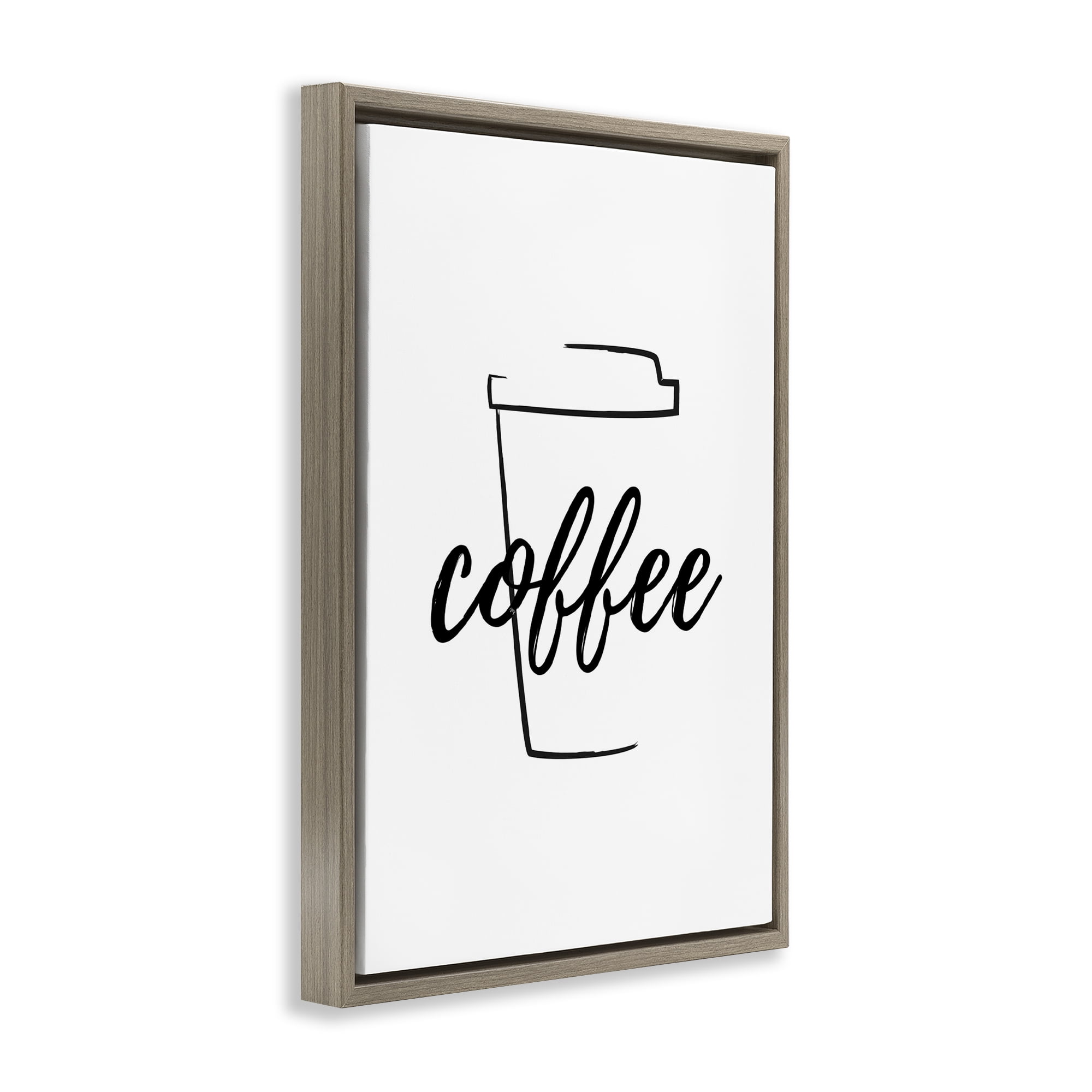Stupell Industries Minimal Coffee Cup Food & Beverage Painting Brown Floater Framed Art Print Wall Art, 21 x 31