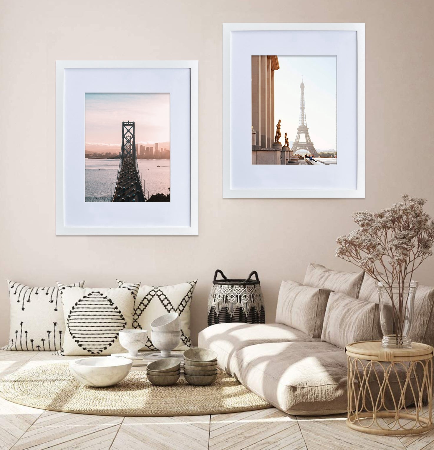 Picture Frame MDF White Frame 16x20" Wall Mount Display, Pack of 2