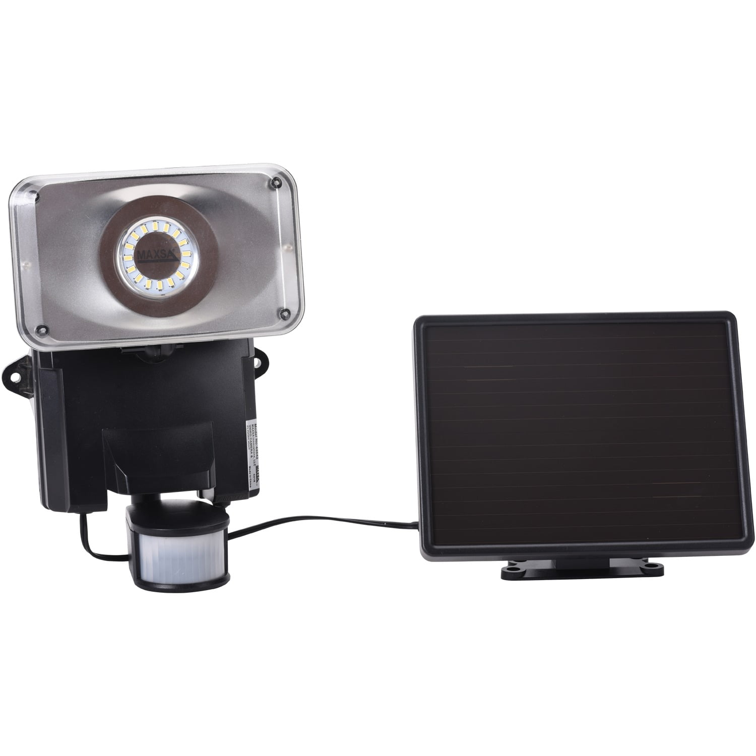 Maxsa Motion-Activated Solar Security Floodlight - LED Bulb - Black - 878 Lumens - Surface Mount - for Driveway, Deck, Yard, Porch, Swimming Pool, Shed, Business Center, Pathway, Garden, Entryway,