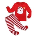 thumbnail image 1 of Pijamas para niños y niñas, conjunto de ropa de algodón con sombrero de Navidad, ropa de dormir larga, 1 of 2